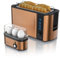 Arendo - Set Toaster FRUKOST mit Eierkocher THREECOOK Edelstahl Kupfer, Toaster 4 Scheiben, LED-Display, 6 Bräunungsgrade, Brötchenhalter - Eierkocher 1-3 Eier, Messbecher