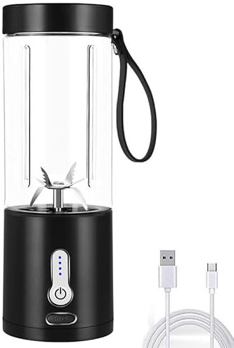 Portable Blender, Personal Blender for Shakes and Smoothies, Fresh Juice Blenders with Six Blades,530ML Fruit Juice Mixer, USB Rechargeable Juicer Smoothie Blender Bottles (Black)