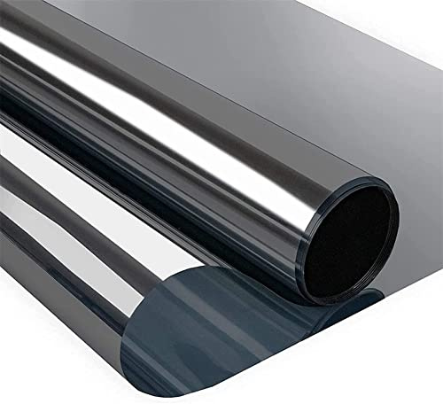 One Way Window Film Privacy, Reflective Window Film Anti Glare, Mirror Window Film Heat Reducing, Window Tint Film UV Blocker, Static Cling Reflective Film. (Black,40x200cm)