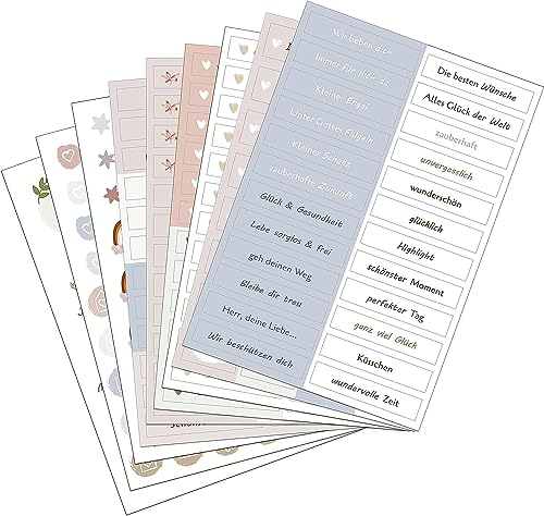 BIROYAL Baby Meilenstein Aufkleber Set für Babyalbum Scrapbooking, 9 Blatt und Über 280 Sticker, Babyparty Mädchen Junge Geburt Gästebuch Babyalbum Zubehör