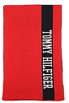 Tommy Hilfiger Herren Logo-Mix Schal, Primary Red Multi, Einheitsgröße