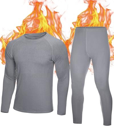 Roadbox Men's Thermal Underwear Sets - Super Warm Fleece Lined Base Layer Tops & Bottoms Long Johns for Winter Indoor