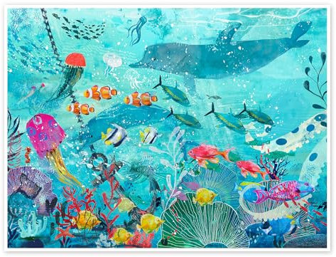 Farbenfrohe Unterwasserwelt Poster von Kidz Collection 120 x 90 cm Blau Wandbilder Wanddeko