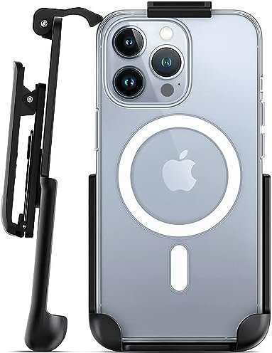 Encased Magnetic Case Designed for iPhone 15 Pro Max Case with Belt Clip Holster, Compatible with MagSafe (Clear)