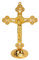 Tissting Kruzifix Stehendes Wand Deko Kreuz 15cm Gold Vintage Gravur Metall Katholisches Jesus Kreuz Tischdekoration Religiöse Geschenke Standkreuz Crucifix Wanddeko