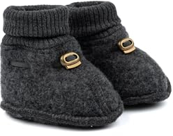Mikk-line Woll Hausschuhe Kinder 62/68 Anthracite Melang | Krabbelschuhe Baby in Wool Und Polyster Für Mädchen und Jungen | Woll-Babysocken | Lauflernschuhe Baby | Babyschuhe 0-6 Monate