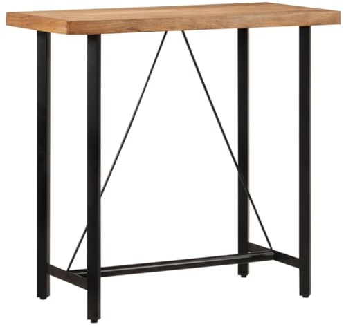 vidaXL Bartisch, Stehtisch mit Eisengestell, Küchentisch Tisch mit Holzplatte, Bistrotisch Tresentisch Partytisch, Massivholz Akazie Eisen