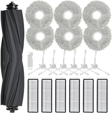 SpeHiate Kit d'accessoires pour Dreame L10s Ultra/ L10s Pro/ L10 Prime/ L10s Pro Gen 2, Pièces de Rechange pour Xiaomi X20+/ X10+, 1 Brosse Principale, 6 Serpillere, 6 Filtres, 6 Brosse Latérale