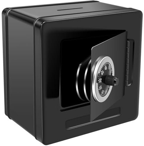 Foribyw Carbon Steel Piggy Bank with Combination Lock Mini ATM Money Box Coin Jar Safe Cash Storage Box Modern Cash Savings Bank for Boys Girls