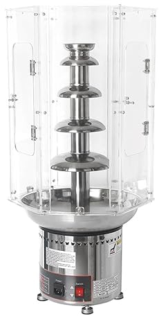 KEULEN Chocolate Fountain Machine, 304 Stainless Steel Chocolate Fondue Waterfall With Clear Plastic Acrylic Dust Cover, Adjustable Temperature, for Birthday, Party Wedding, Cafeteria