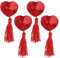 WLLHYF Lot de 2 paires de cache-tétons autocollants en silicone pour femme en forme de cœur avec pompon à paillettes réutilisables Rouge, rouge, taille unique