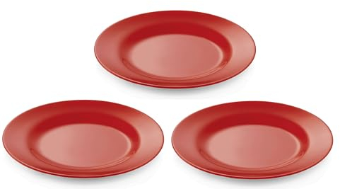 TAMLED Melamin-Teller flach rot Ø 20 cm buntes Kunststoffgeschirr Camping Party Kindergeburtstag Picknick