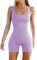 jakloz Damen Jumpsuit Kurz Eng Yoga Sportanzüge Workout Bodysuit Tank Tops Gerippte Bodycon Romper Ärmellose Einteiler Trainingsanzug(Lila,M)