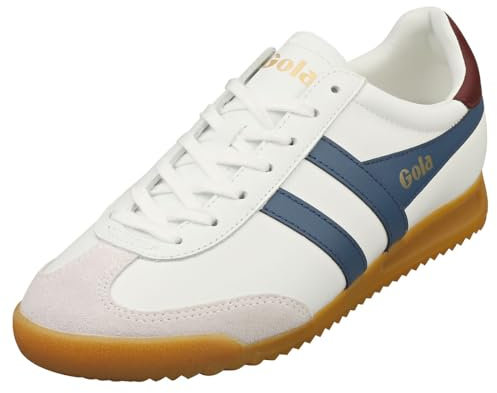Gola Unisex Torpedo Leather Sneaker, White/Deep Red/Sapphire, 42 EU