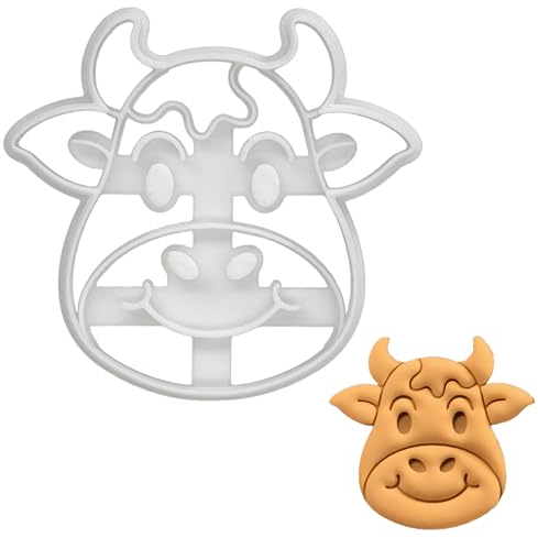 BAKERLOGY Emporte-pièce Vache Joyeuse - Conception détaillée d'emporte-pièces pour la pâtisserie et l'artisanat, adaptée au fondant, à la pâte, à l'argile