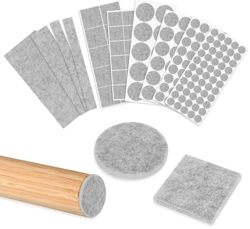 151 Stück Anti-Rutsch Pads,Filzgleiter Selbstklebend Set,für Möbel,Dicker Runde Rechteckige Filz Selbstklebend Gummimatte,Filzunterlage für Stühle Sofa Möbelfilz(10 Größen, 4mm Dicke) Grau