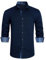 Enlision Navy Blue Shirts for Men UK Cotton Mens Shirt Long Sleeve with Chest Pocket Stretch Contrast Printed Cuffs for Spring Summer XL