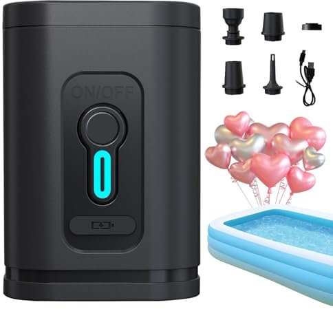 1 Rechargeable Air Pump - Pool Floats Inflation Device, Multipurpose Fast Inflate Deflate | Portable Electric Balloon Inflator, Compact Vacuum Storage Bag Suction Pump for Air Mattress Air Bed