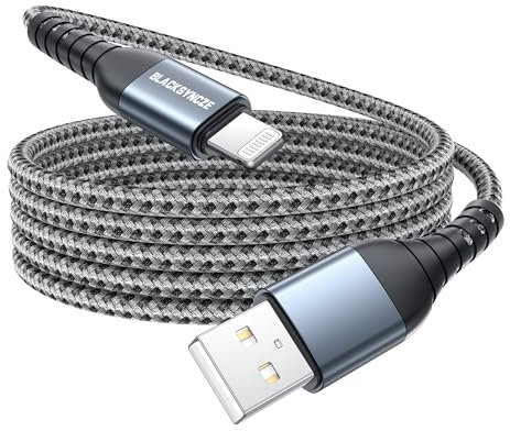 BLACKSYNCZE Cable Cargador iPhone 3M [MFi Certificado] Cable iPhone Carga Rápida Nylon Trenzado Cable Lightning para iPhone 14 13 12 11 Pro Max Mini XR XS Max X 8 Plus 7 Plus 6s 6 Plus 6 5s SE 2020