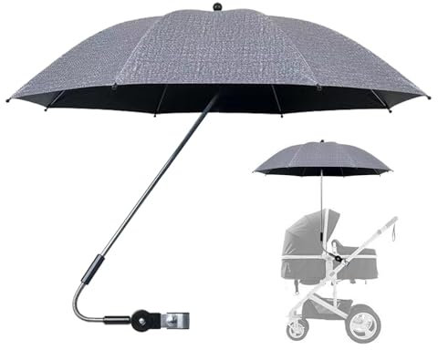 Genérico Sombrilla para bebé, Upf50+parasol para cochecito de bebé, protección solar para bebé, toldo impermeable ajustable de 360 grados, sombrilla grande con protección UV para cochecito