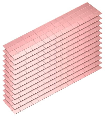 sourcing map 1320pcs Self Adhesive Mirrors Mosaic Tiles, 10 x 10 mm Mini Square Acrylic Disco Ball Tiles Sticker for DIY Disco Ball Craft Decorations Making, Rose Gold