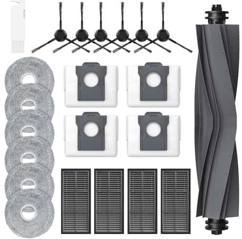 22 Stück Zubehörset für Dreame L10s Ultra Gen 2/ L10s Pro Ultra Heat/Mova E30 Ultra/x30 ultra, 1*Hauptbürste 4*Staubbeutel 6* Wischtücher 4*Filter 6*Seitenbürsten, Ersatzteile Saugroboter