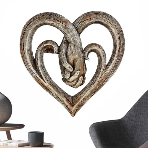 Handshake-Wandkunst – zeitgenössische Liebesherzkunst, romantische Wandskulptur | Stilvolles Acryl-Herz-Paar, Händchenhalten, Wandkunst, elegante Heimdekoration für Schlafzimmer und Wohnzimmer