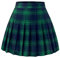 Timormode Femme Jupe Plissé Mini Haute Taille Patineuse Évasé Écolière de Tennis TMBZQ20 Green Navy Plaid L