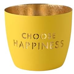 Gift Company Windlicht Madras Choose Happiness Gelb/Gold