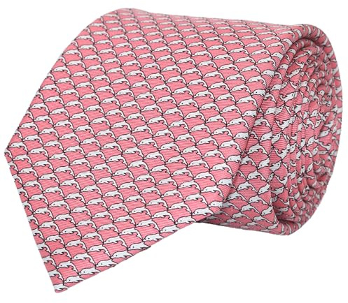 WITZROYS Cravate élégante 100 % soie pour homme avec imprimé poisson/dauphins rose pâle + coffret cadeau, idéale pour mariage, fête, rendez-vous, cadeaux, rose, Regular Length - 59
