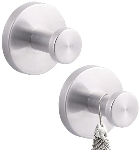 FANGCCC 2024 Upgrade Saugnapf Haken, 2 Stück Saughaken Extra Stark Saugnäpfe mit Haken Edelstahl Haken Ohne Bohren Saugnäpfe Gewinde Hooks für Bäder, Küchen, Glastüren, Fenster (Silbrig)