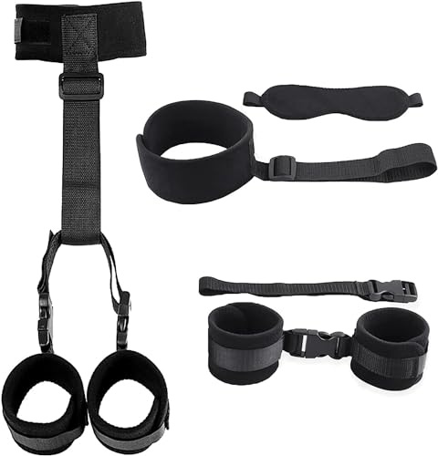 Hand Leg Cuffs Ankle Wrist Restraints Sex Kit for Adults Couples Under King Bed Straps Blindfold and Hand Ties for Adult Play Leg Spreaders Bar Sexy Fuzzy Handcuffs Set BDSM for Women Toys Sweater