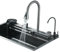 TVTIUO Fregadero de Cocina Multifuncional, Fregadero de Cocina de Acero Inoxidable con Grifos Extraíbles y Pantalla Digital, Gris Oscuro (75cmX45cm)