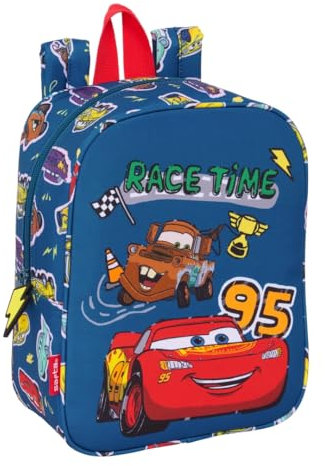 safta Cars Racing Kinderrucksack, Kinderrucksack, Schulrucksack, anpassbar an den Kinderwagen, ideal für Kindergärten, bequem und vielseitig, Qualität und Widerstandsfähigkeit, 22 x 10 x 27 cm,