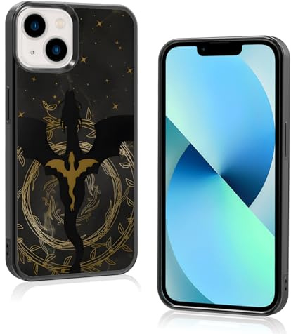 Odhtst Aesthetic Black Dragon Bookish Phone Case Compatible with iPhone 13/14 Case 6.1 Inch, TPU Shockproof Protection Vintage Book Lovers Gifts Fantasy Wings Phone Case for Girls Women Cover