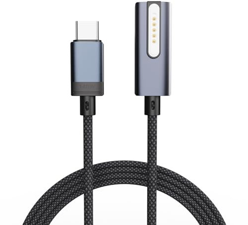 USB-C to Magnetic 3 Cable with Side Suction Function, Compatible with Magsafe Charging Cable for 14” 16” MacBook Pro 2024 M3 Pro & Max, MacBook Air 2022 M2, 2023 M2 Pro & Max - 6.6ft Gery black