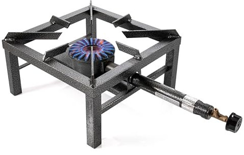 Hockerkocher aus Gusseisen - extrem stabil - für Propangasflasche - Hocker Kocher für die Freilandküche (Kochfläche 46cm)