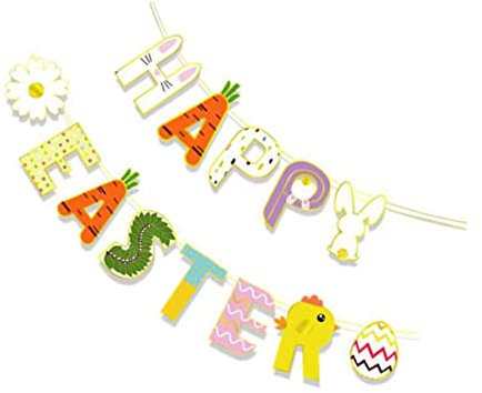 HOMOBABE 2sätze Easter Dekoration Teiliges Happy Easter Banner Mit Wimpeln Fröhliche Osterfeier Dekoration Für Drinnen Und Draußen Für Frühlingsfeiern Und Festliche Anlässe
