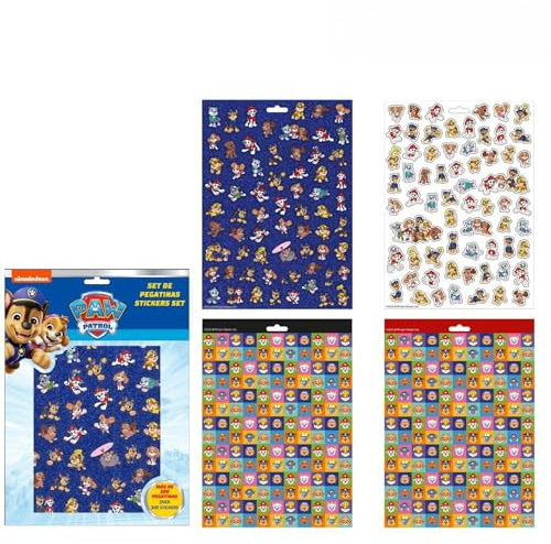 Paw Patrol Aufkleber-Set – Dekoratives Set für Kinder mit wiederverwendbaren Aufklebern von Chase, Marshall, Skye und mehr, für Kinder, ideal für Bastelarbeiten, Spielzeug und Schulhefte