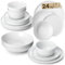 MALACASA Services de Vaisselle pour 6 Personnes, 24 Pièces en Porcelaine Blanc, Lot Assiette incluant 6 Assiettes Plates, 6 Assiettes à Dessert, 6 Bols à Céréales et 6 Assiettes Creuses - Série LEXI