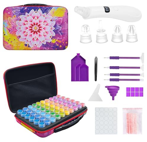 Qurzou Diamond Painting Storage Case,60 Slots Diamond Art Boxes Kits,Portable Jewelry Beads Storage Box Accessories (Purple)