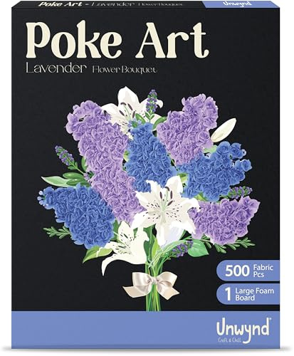 Unwynd Poke Art Lavender Flower Bouquet Sewing Crafts Kits for Adults Gifts | Create a vibrant lavender bouquet with 500 fabric pieces. Relaxing, mess-free presents décor and thoughtful gift for adults.