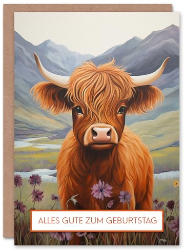 Artery8 Alles Gute zum Geburtstag Süße Baby Highland Kuh Geburtstagskarte