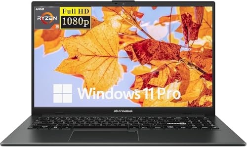 ASUS Vivobook Go 15.6” FHD Slim Laptop |AMD Ryzen 3 7320U(Beat i3-1315U)| AMD Radeon Graphics |Webcam |WiFi|Black| 8GB RAM DDR5 | 2TB SSD |Windows 11 Pro |Bundle with Microsoft Office 2021