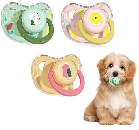 Generisch 3 Stück Hundeschnuller, Silikon Welpenkätzchen Beruhigungsschnuller Niedliches Hundeschnuller Kauspielzeug Schnuller Hundespielzeug für Kleine Hunde und Katzen