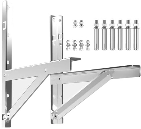 Soporte Aire Acondicionado Exterior, Soporte Universal de Pared para Unidad Exterior de Aire Acondicionado, Capacidad Máxima de 400 KG, Acero Inoxidable, Montaje en Pared(43x43x33cm/17x17x13in)