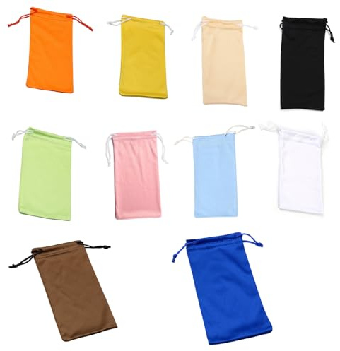 Shatore 10-Pack Microfiber Glasses Pouches, 18x9.5cm Soft Sunglasses Storage Bags, Portable Eyewear Cases for Travel and Daily Use