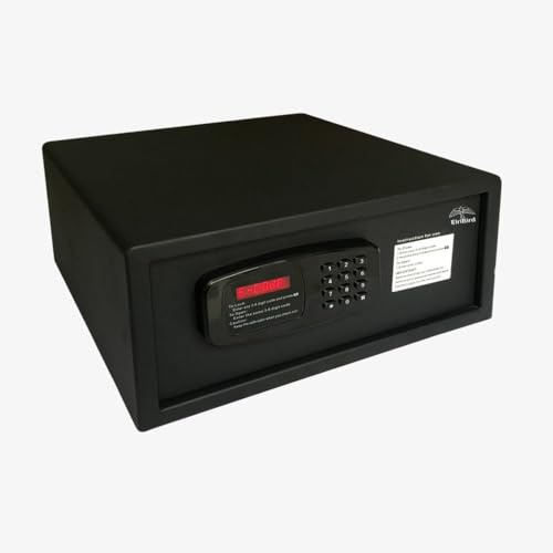 ELRIBIRD Coffre-Fort Électronique Hôtel avec Ouverture Automatique de Porte, Clavier Numérique & Taille pour Ordinateur Portable 15 Pouces - Qualité Premium Noir pour Hôtels, Bureaux & Usage Personnel