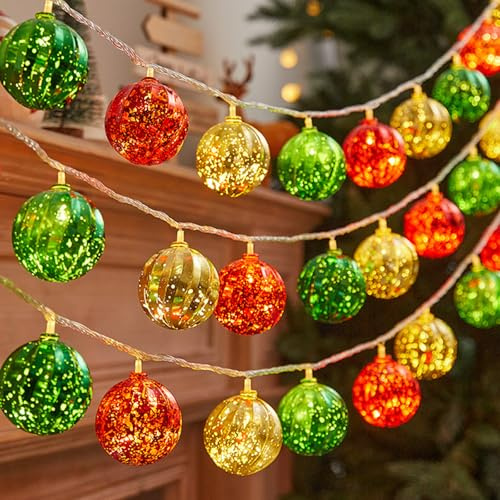 Koboko Weihnachts Lichterkette, 1,5M 10 LED Weihnachtskugeln Lichterkette Batteriebetrieben, Weihnachtsbeleuchtung Innen, LED Lichterketten Weihnachten für Kinderzimmer, Weihnachtsbaum, Weihnachtsdeko