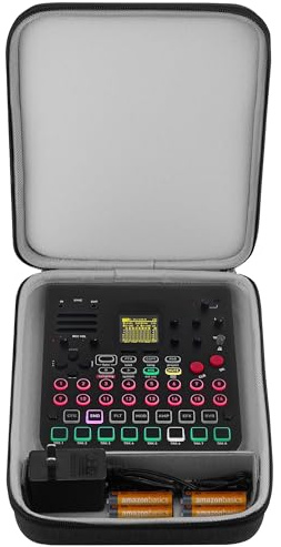 GEEKRIA Audio Interface Carrying Case, Compatible with SONICWARE Lofi-12 XT/Limited Retro Color/CyDrums/SmplTrek, EVA Hard Shell Portable Travel Bag (Dark Gray)